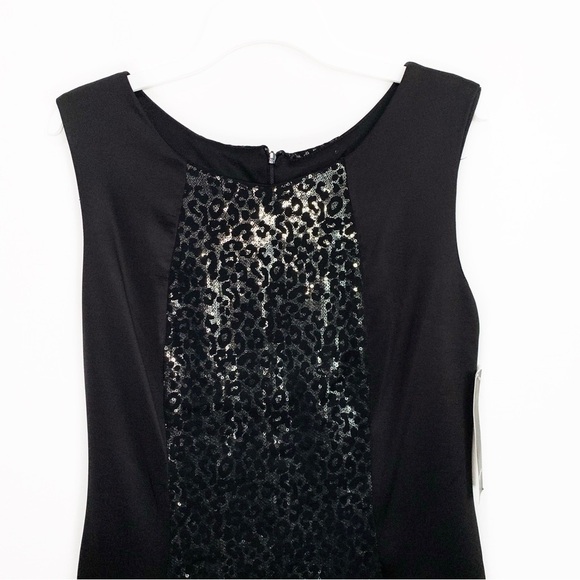 Maria Bonita Black Formal Sparkly Sequin Bodycon Cheetah Mini/Midi Dress size XL - Picture 2 of 8